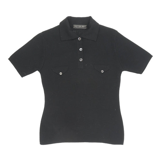 Vintage Cotton Belt Polo Shirt - Large Black Wool And Acrylic polo shirt Cotton Belt   